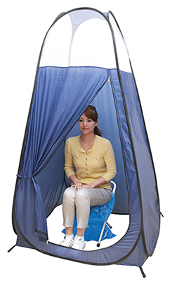折畳み式テントと併用して非常用トイレを簡単設置!!