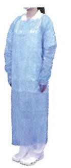 プラスチックエプロン袖付CF　指掛けタイプ ブルー20枚